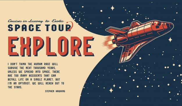 an advertisement for the space tour explore program