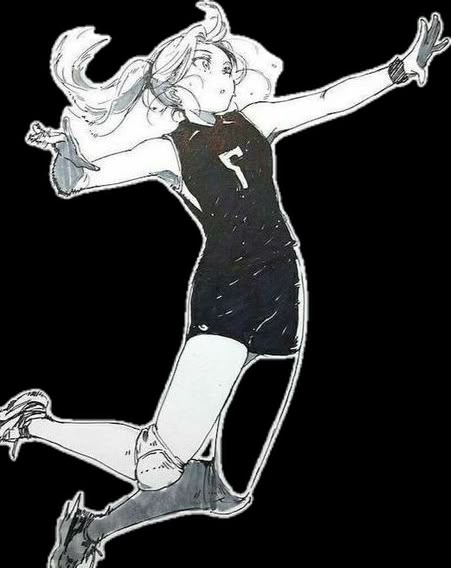 a drawing of a female volleyball player jumping in the air