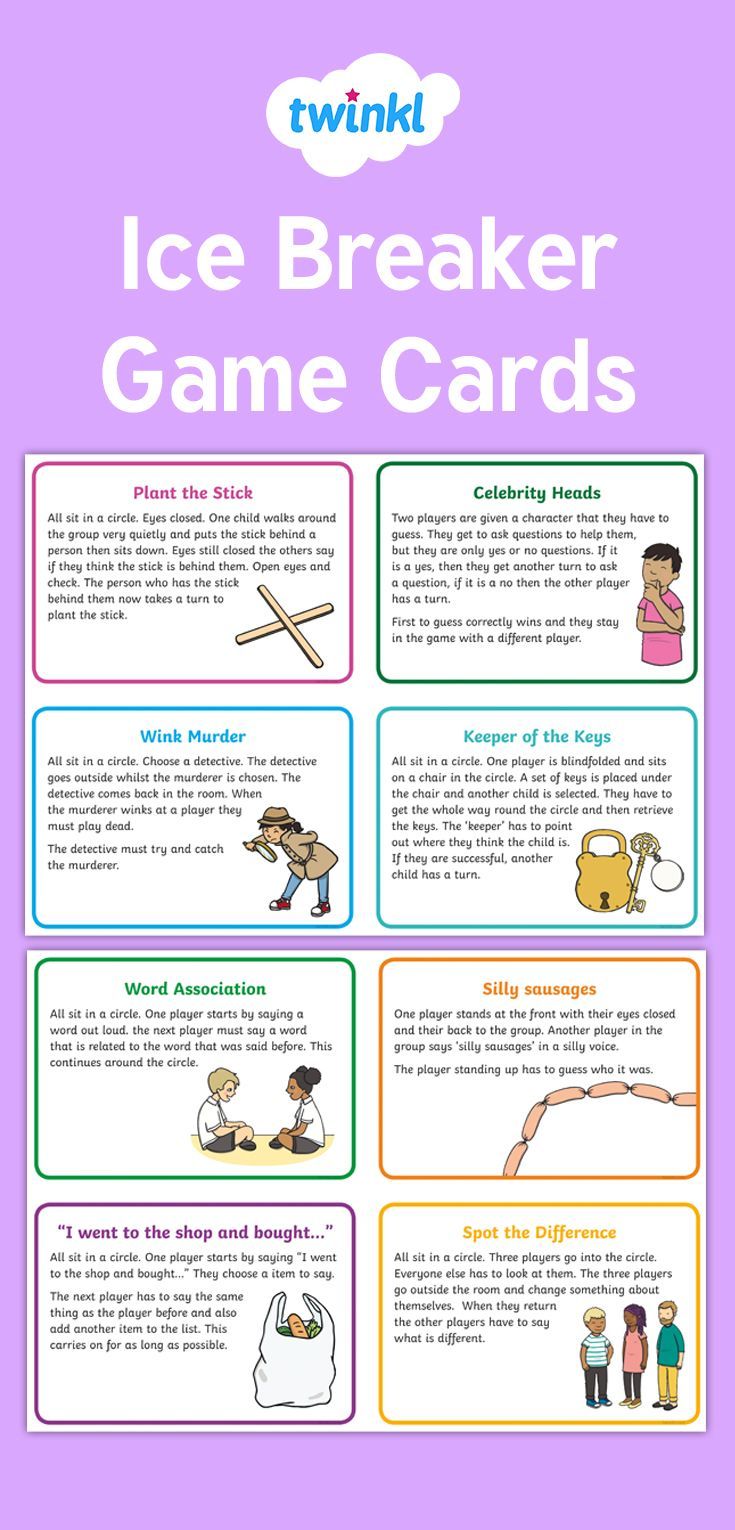 an ice breaker game card with instructions on how to use it for children's activities