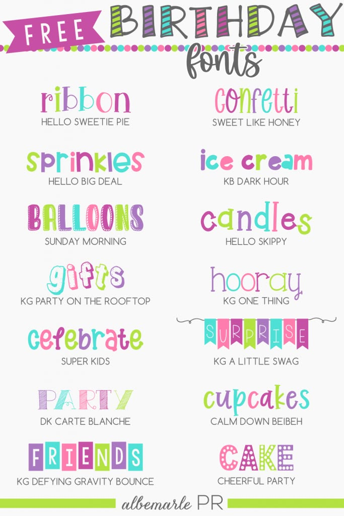 birthday font and numbers for kids to use in the classroom or at home, including