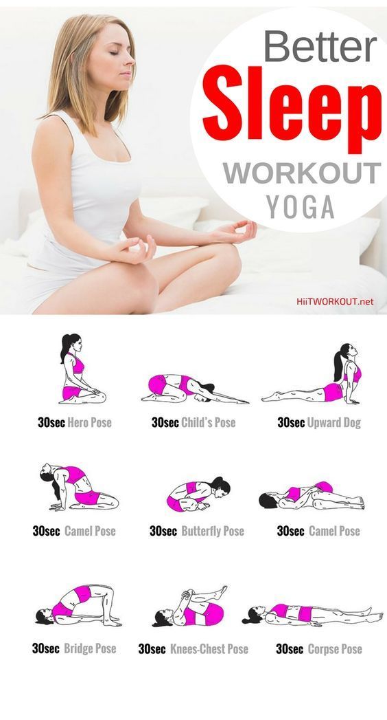 a woman doing yoga poses with the words, better sleep workout voga on it