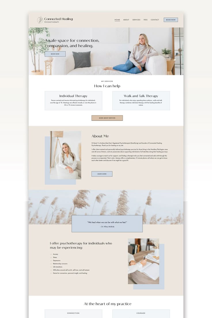 the homepage design for an interior decorating company, with photos and text on it