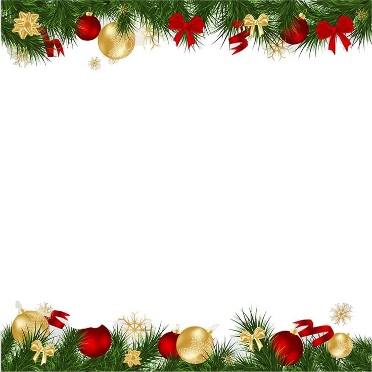 a christmas border with ornaments and bows