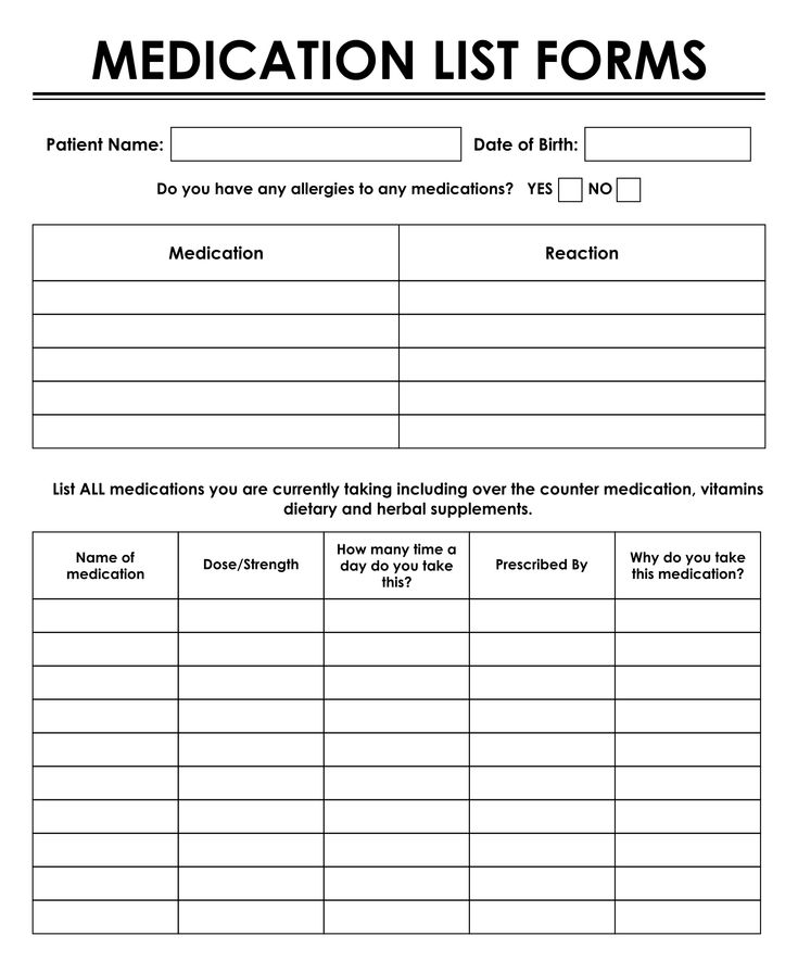 the medical list form is shown in black and white