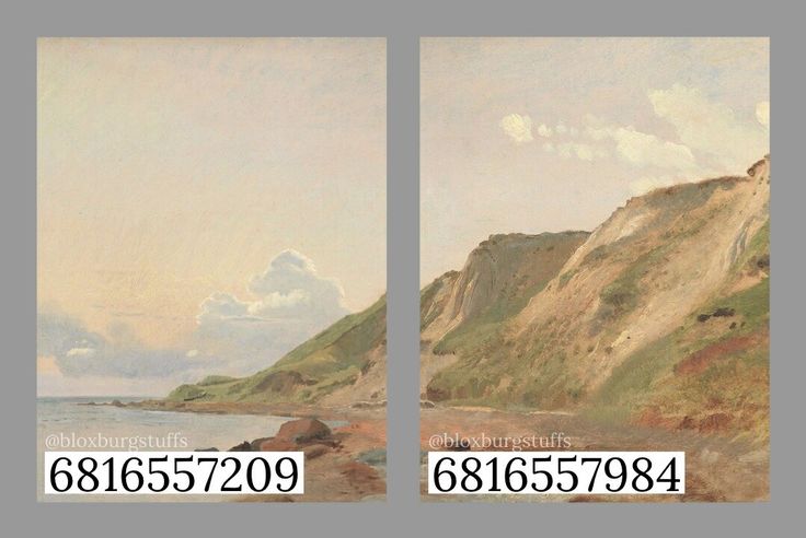 two pictures of the same painting, one with water and another with land in it