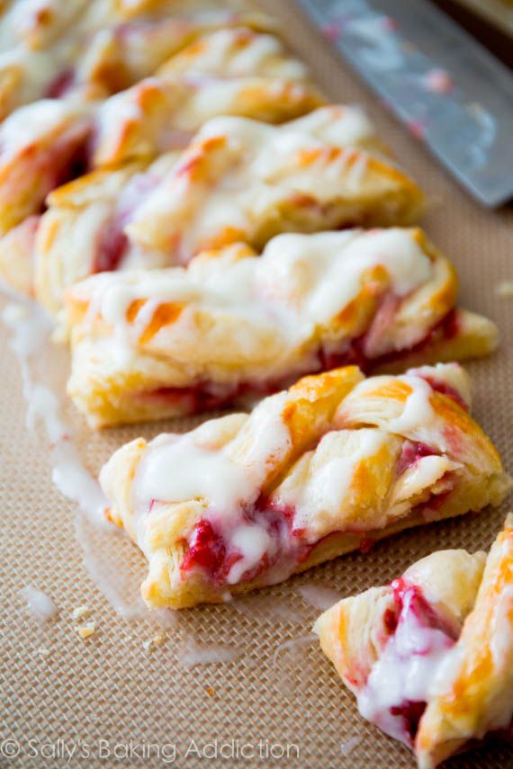 several pastries are lined up on a table