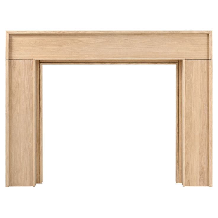 a wooden fireplace surround on a white background