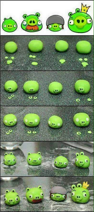 several images of green angry birds in different positions