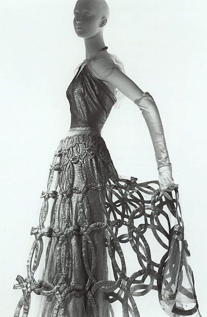 Evening dress Designer: Madeleine Vionnet (French, Chilleurs-aux-Bois 1876–1975 Paris) Date: fall/winter 1938–39 Culture: French Medium: metal thread Madame Vionnet, Wwii Fashion, Paris Date, Ceil Chapman, Madeleine Vionnet, 1930's Fashion, French Fashion Designers, Costume Institute, 1930s Fashion