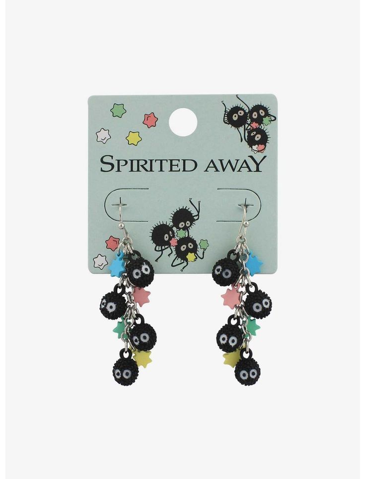 Studio Ghibli Spirited Away Soot Sprites Candy Drop Earrings Boiler Room, Soot Sprites, Star Candy, Funky Earrings, Funky Jewelry, Dream Jewelry, Pretty Jewellery, Star Shape, Cute Earrings