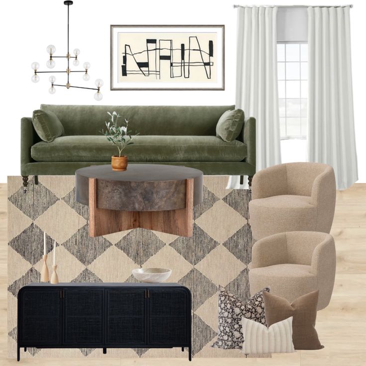 a living room with furniture and decor in it