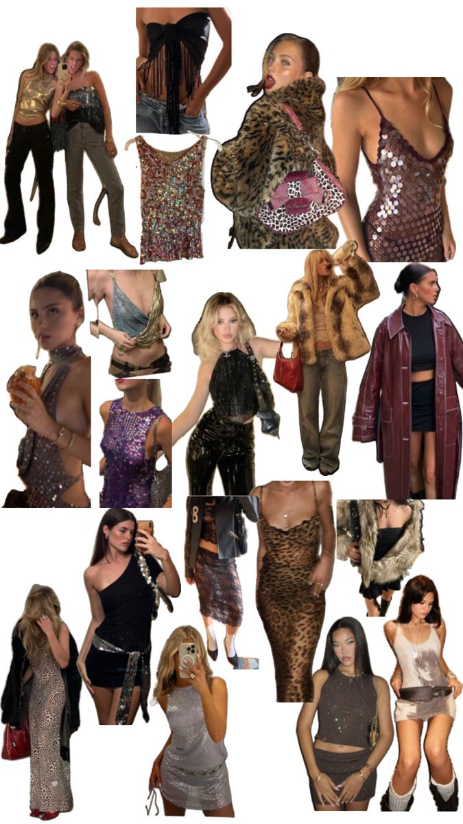 many different pictures of women in dresses and furs, all with their own clothes