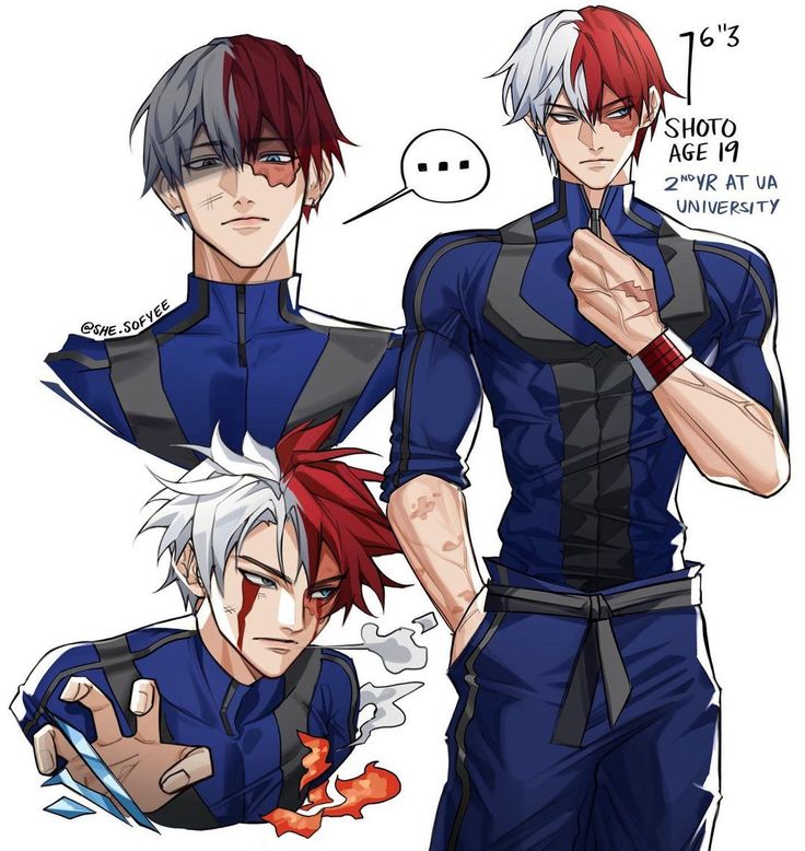 two anime guys with red hair and white hair, one pointing at something while the other points