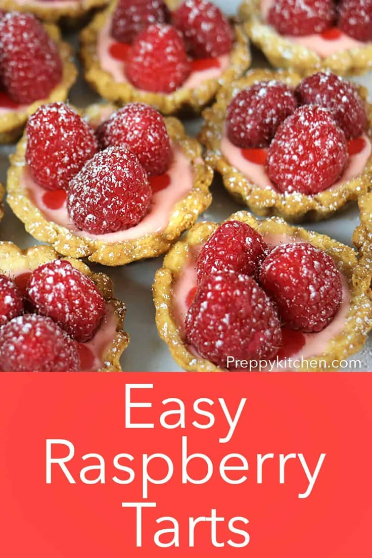 raspberry tarts with text overlay that reads easy raspberry tarts