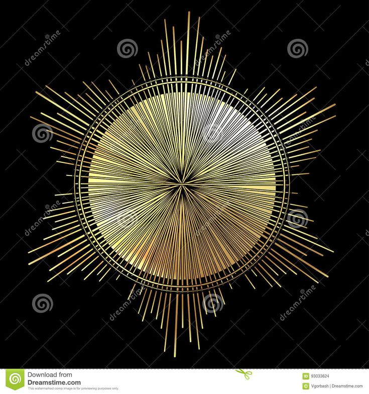 an abstract golden sunburst on black background stock photo - image 349874