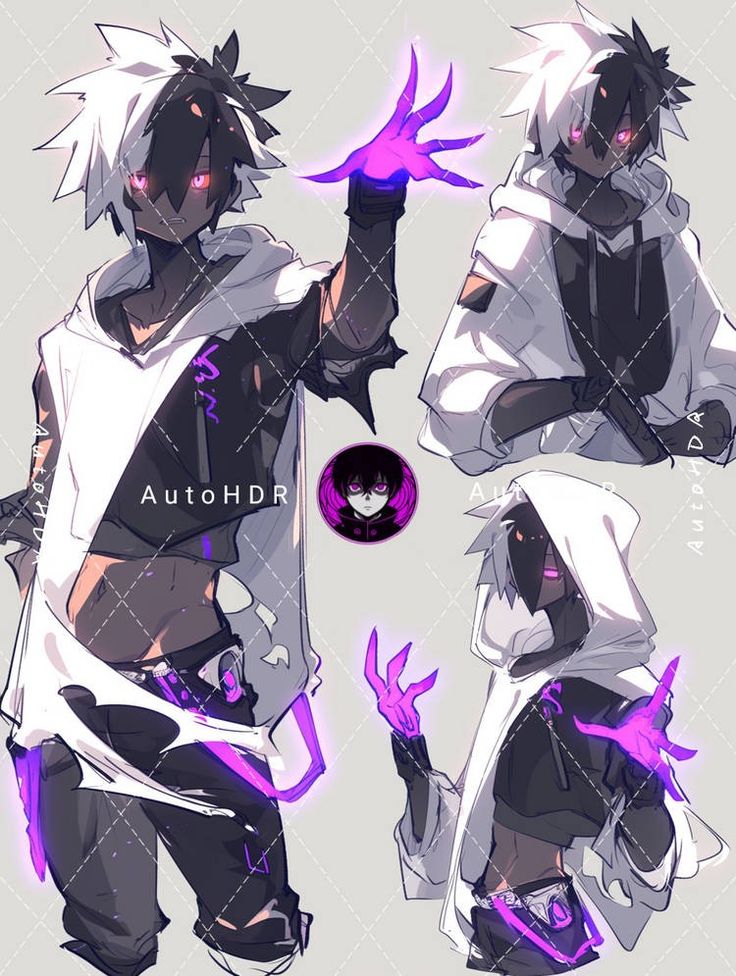 an anime character with black hair and purple eyes, holding two swords in his hands