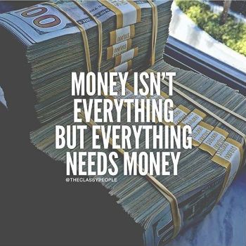 stacks of money sitting on top of a window sill with the words money isn't everything but everything needs money