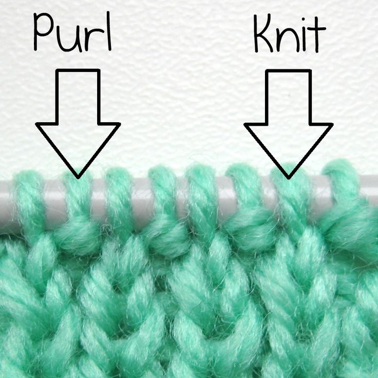 an instagram page with the words purl and knit on it, including two arrows pointing