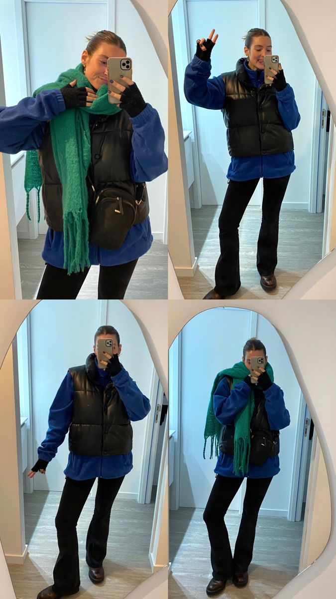 Pantalon Oxford Outfits, Chaleco Puffer, Oxford Jeans, Verde Aesthetic, Oxfords Outfit, Green Outfit, Blue Outfit, Outfits Aesthetic, Blue And Green