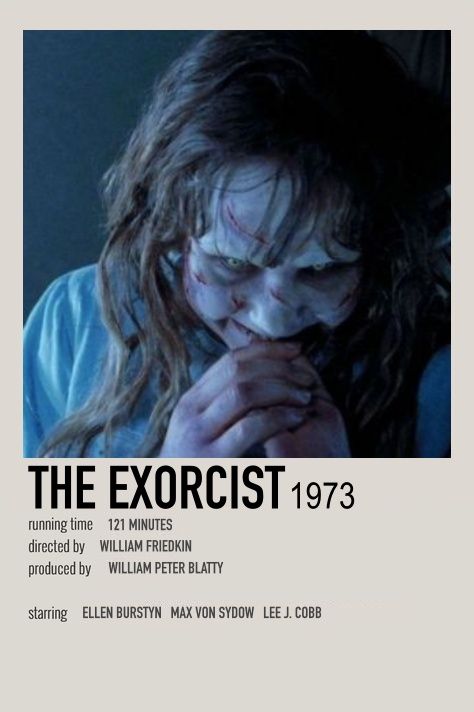 the exorcist movie poster with an image of a woman holding her hand over her mouth