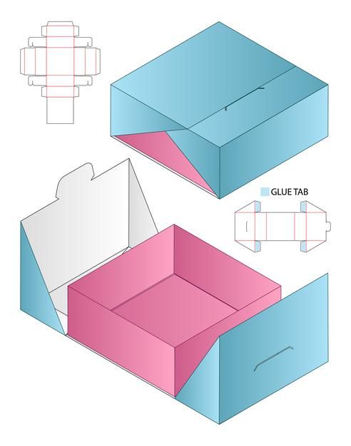 an open and closed box with the lid cut out