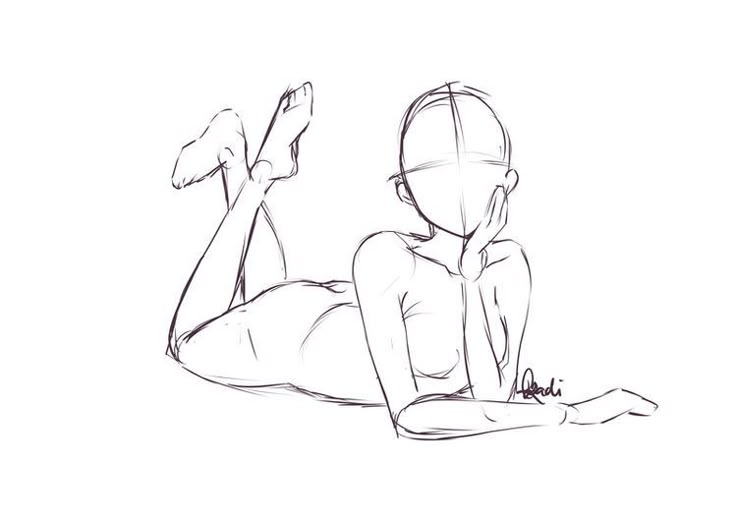 a drawing of a woman laying on the ground with her legs crossed and feet spread out