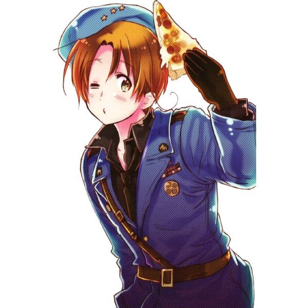 an anime character holding a piece of pizza