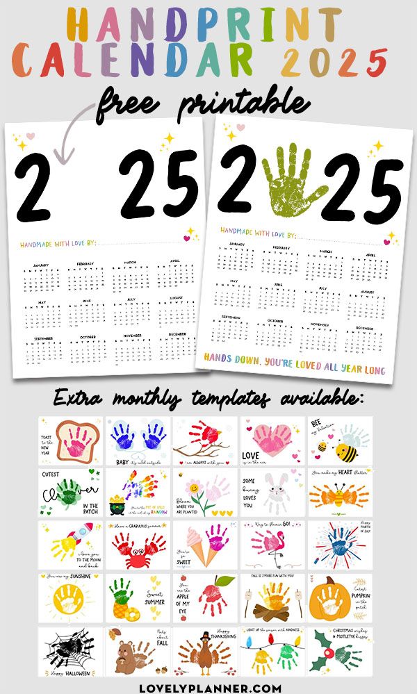 a calendar with handprints on it and the date for each child's hands