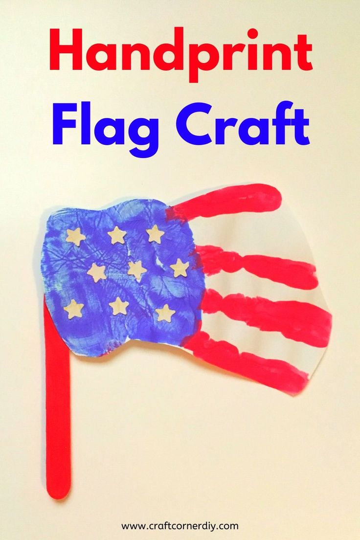 a red, white and blue handprint flag craft