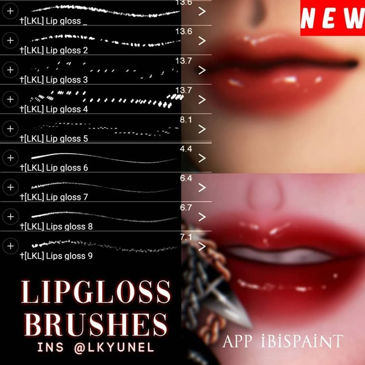 an advertisement for lip glosses and lipstick brushes