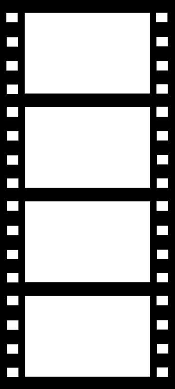 a black and white film strip with four different filmstrips on each one side