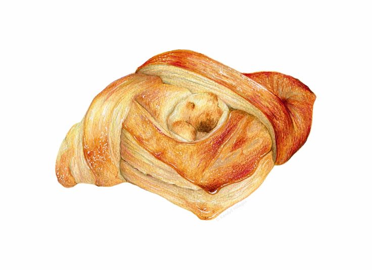 a drawing of a croissant wrapped in bread