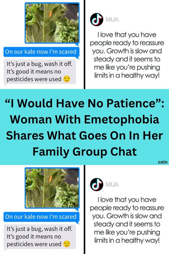 two texts that say, i would have no patience woman with emetophobia shares what goes on in her family group chat