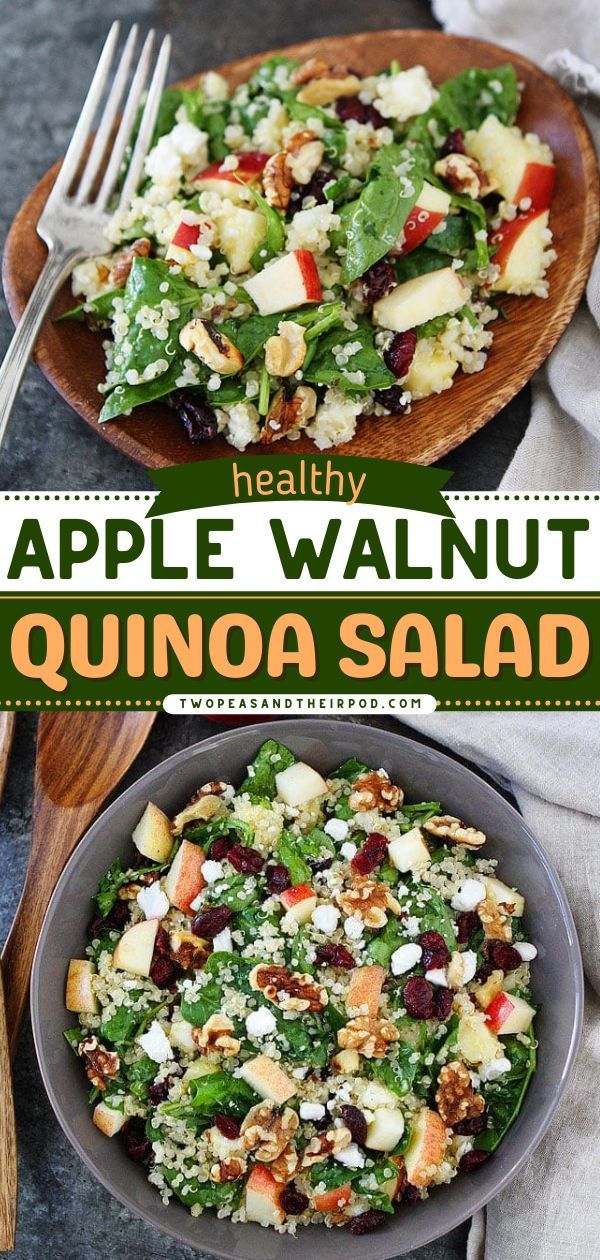 Apple Walnut Quinoa Salad, best fall recipes, fall salads Quinoa Recipes Easy, Quinoa Recipes Healthy, Apple Walnut, Thanksgiving Recipe, Quinoa Salad Recipes, Autumn Salad, Thanksgiving Side, Healthy Salad, Mediterranean Diet Recipes