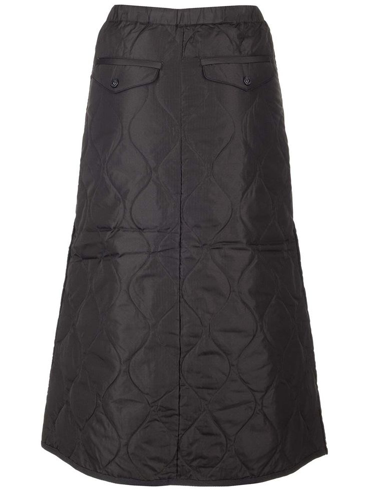 A-line midi skirt from Taion, in black quilted nylon, with side slits with snap buttons, side pockets, elastic waist. Composition: 100% POLYESTER Fendi Backpack, Moschino Bag, Herno Jacket, Margiela Shoes, Shopping Places, Designer Name, Balenciaga Bag, Black Quilt, Prada Shoes