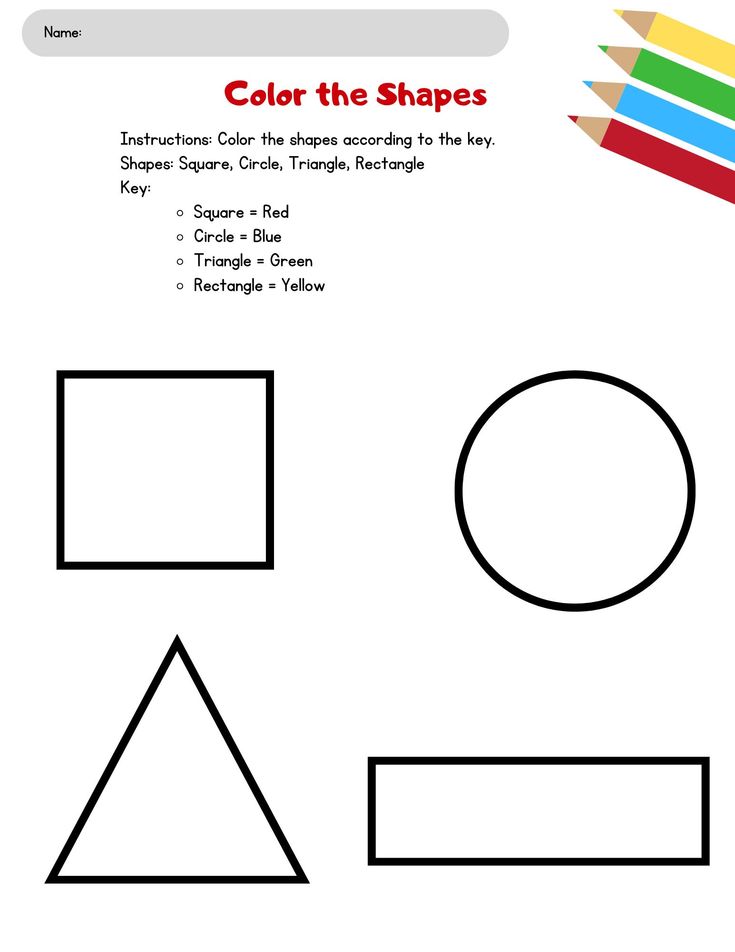 color the shapes worksheet for kids to learn how to draw and paint them