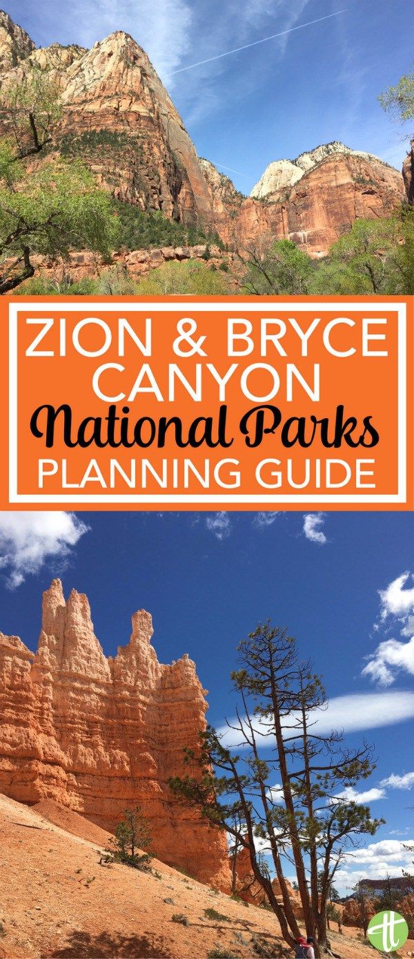 the national parks guide for arizona and bryce canyon, with mountains in the background