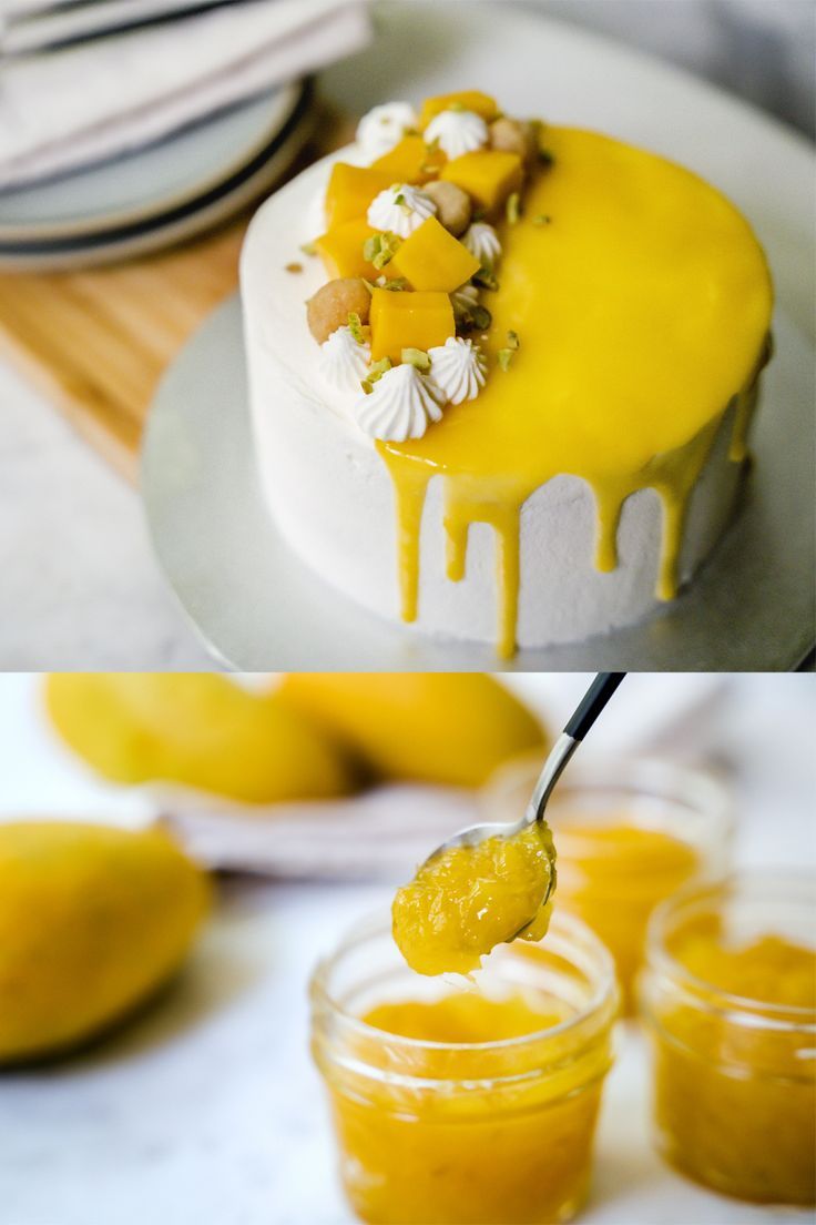 Mango Cake Vanilla Mango Cake, Mango Yuzu Chantilly Cake, Mango Strawberry Cake, Mango Layer Cake, Fresh Mango Cake Design, Mango Cake Design Ideas, Mango Birthday Cake, Mango Cheesecake Decoration, Mango Cake Decoration Ideas