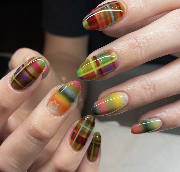 Bright Winter Nails, Fall Gel Nail Colors, Sweater Weather Nails, Weather Nails, Winter Nails Ideas, Gel Nail Polish Brands, Plaid Nail Art, Funky Nail Art, Fall Gel Nails