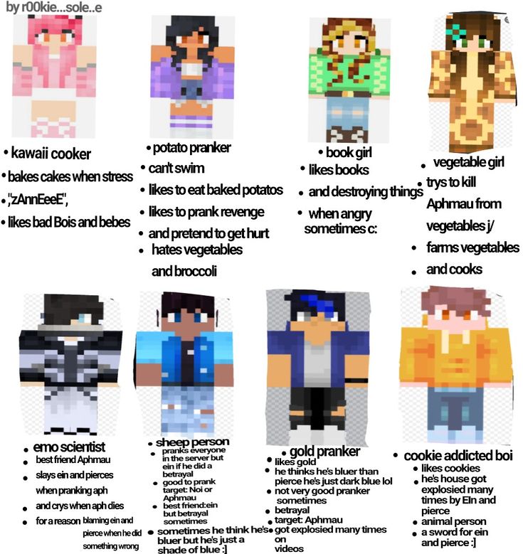 the different types of minecraft characters are shown in this chart, which shows how to use