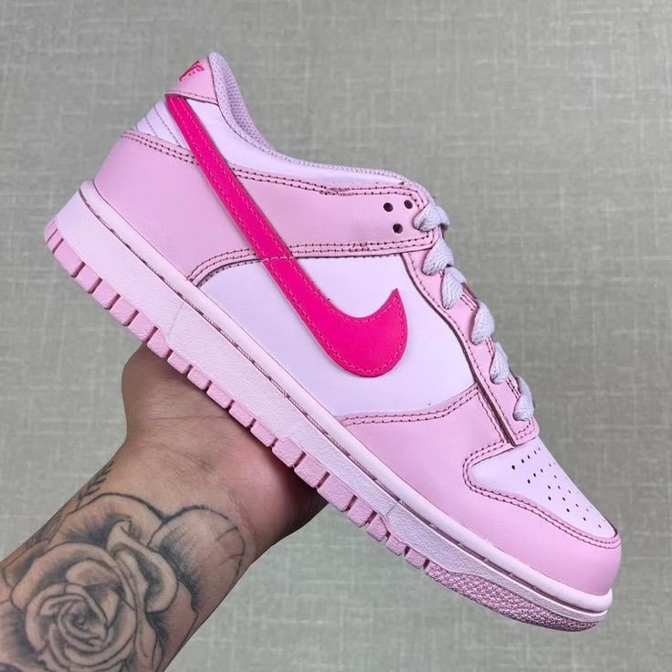 Nike Dunk Low "Triple Pink" 6y= Womens 7.5. Brand New In Box 100% Authentic. Fast Shipping All Sales Final Nike Dunk Low Pink Foam, Dunk Low Pink Foam, Nike Dunk Low Triple Pink, Nike Shoes Women Fashion, Hidden Wedge Sneakers, Pink Nike Shoes, Pretty Sneakers, Pretty Shoes Sneakers, All Nike Shoes