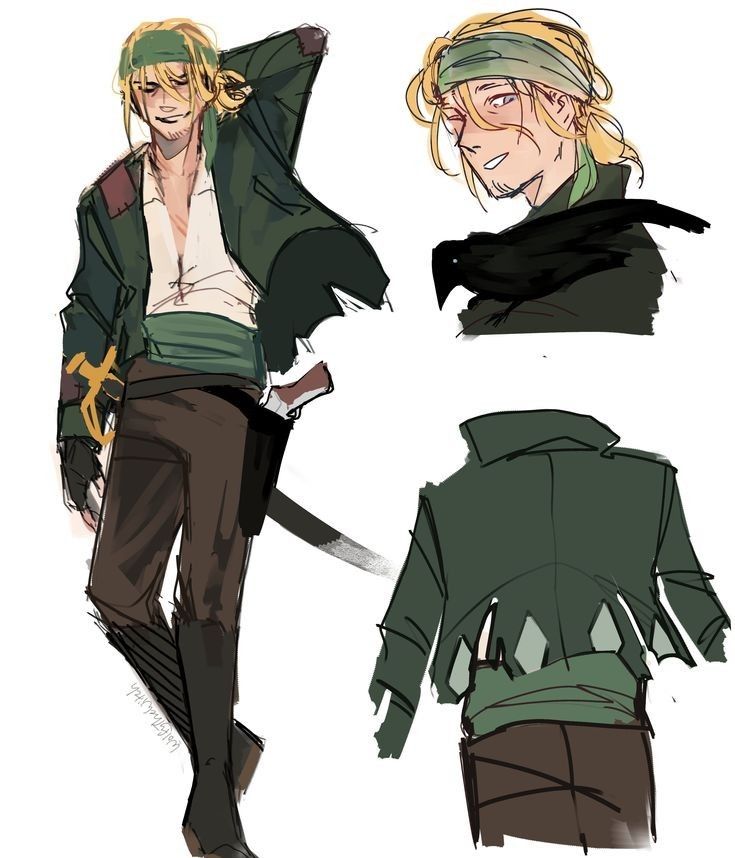 an anime character with blonde hair and green clothes