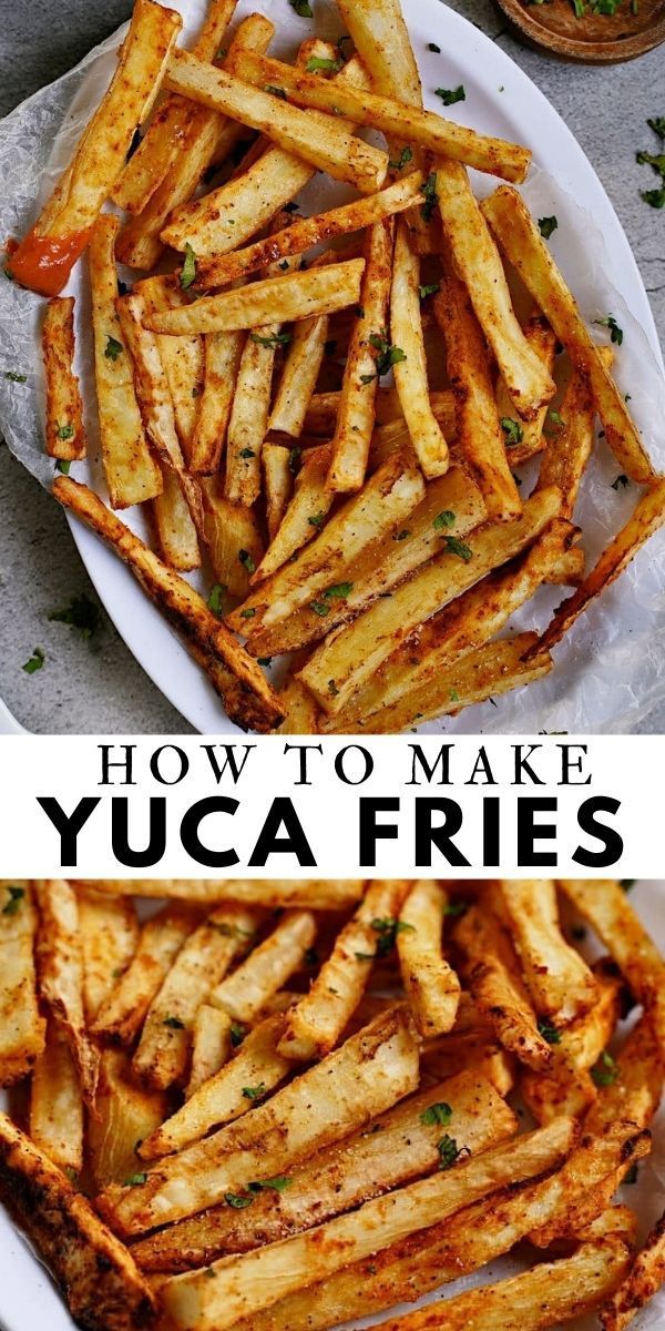 how to make yuca fries on a white plate