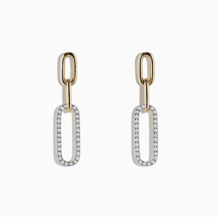 Effy D'Oro 14K Yellow Gold Diamond Paperclip Earrings, 0.29 TCW 14k Gold Huggie Clip-on Earrings, Formal 14k Gold Paperclip Jewelry, Classic Gold Paperclip Earrings, Yellow Gold Paperclip Earrings For Gift, Gold Paperclip Earrings For Formal Events, White Gold Earrings Stamped 14k Fine Jewelry, 14k Gold Tarnish Resistant Diamond Earrings For Formal Events, Formal 14k Gold Diamond Earrings Tarnish Resistant, Formal 14k Gold Tarnish Resistant Diamond Earrings