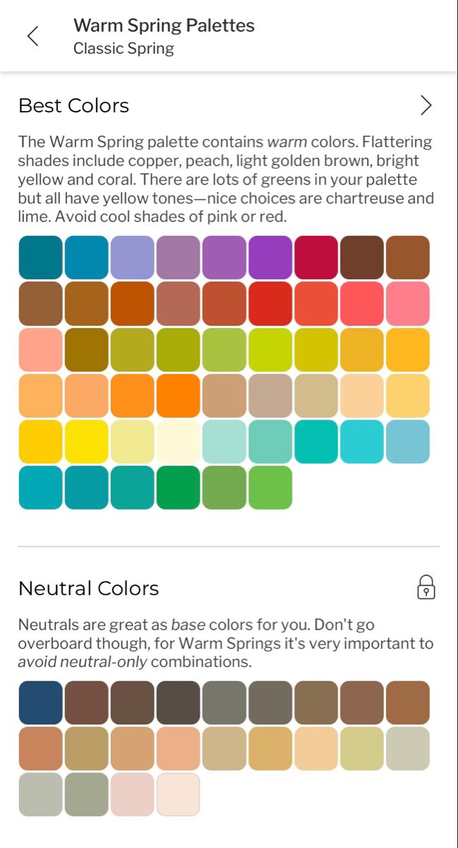 an iphone screen showing the color scheme for different types of paint colors and how to use them