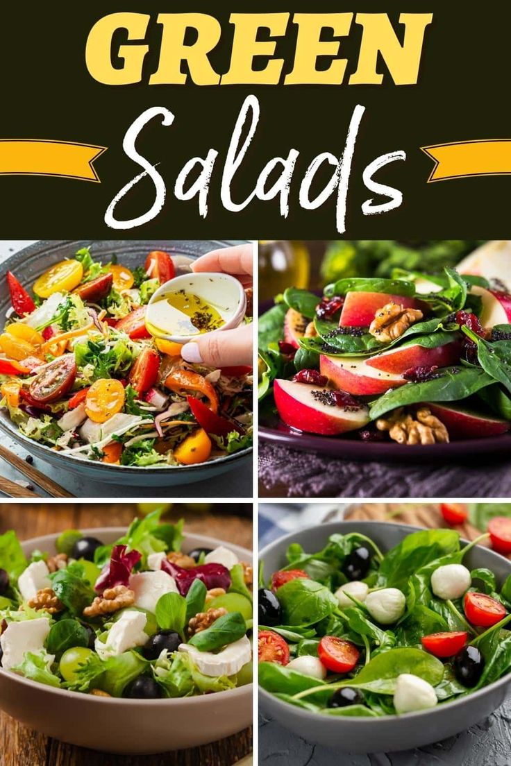 green salads collage with different pictures