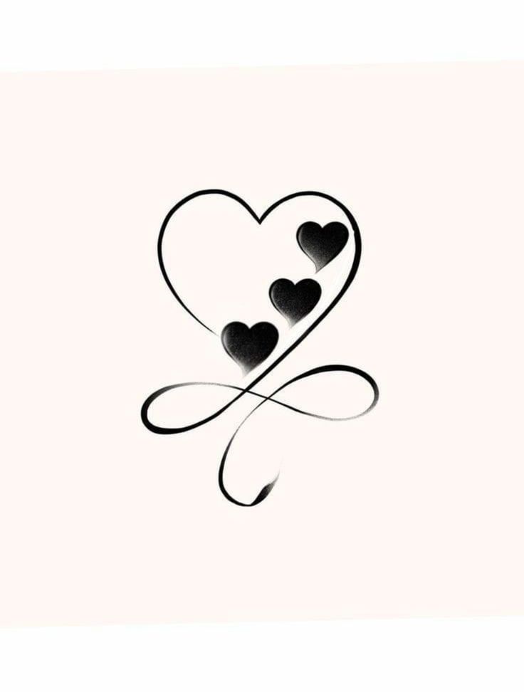 two black hearts with swirls in the middle