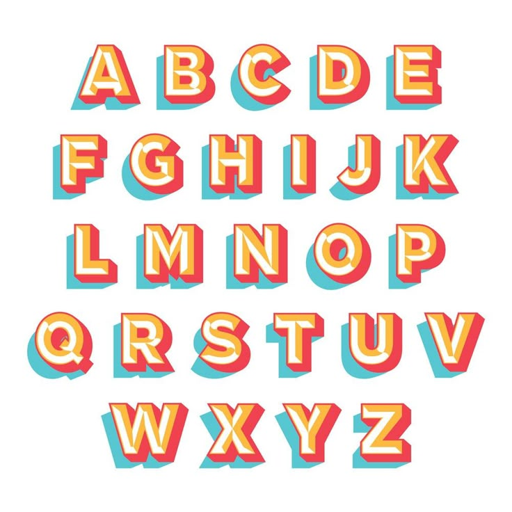 the alphabet is made up of different colors and shapes, including letters that appear to be in