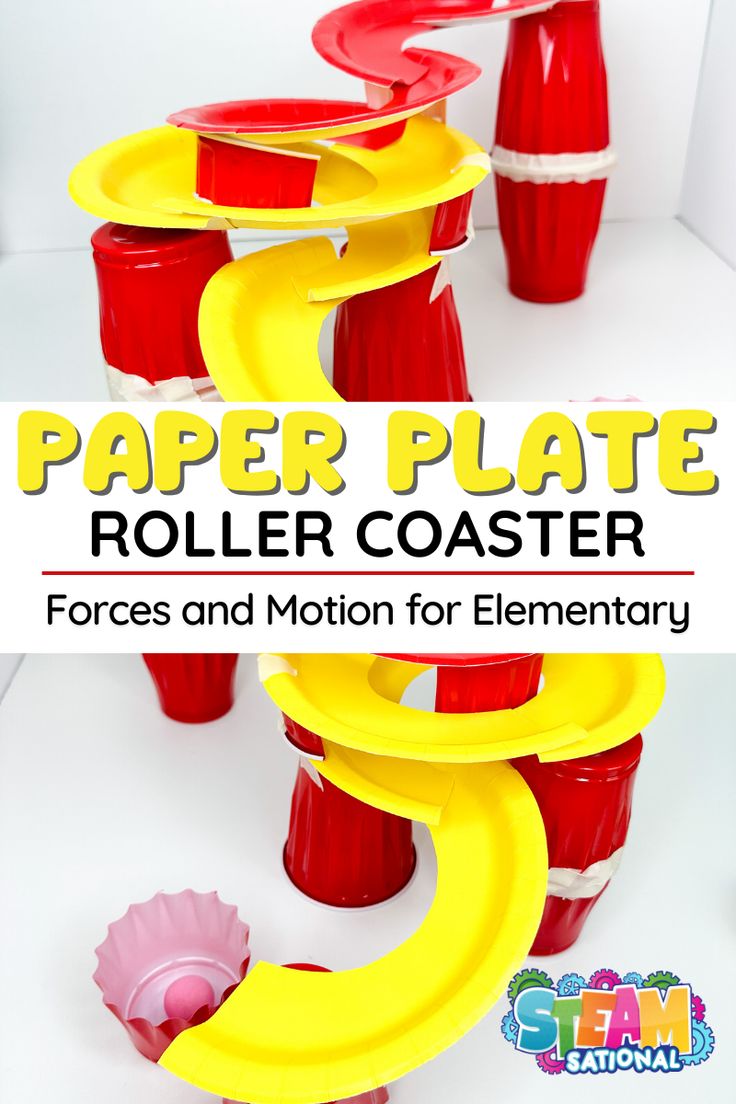 paper plate roller coasters and motion for elementary children to play with in the classroom