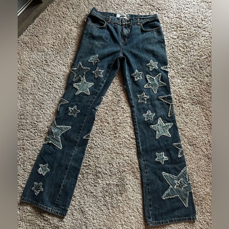 Womens “Donna” Moschino Stars Patched Denim Pants 1990's Sz 30 Measurement Are In The Pictures See Pictures Bedazzled Jeans, Patched Denim, Midnight Cowboy, Moschino Jeans, Blue Streetwear, Denim Patches, Jeans Womens, Dream Clothes, Diy Fashion